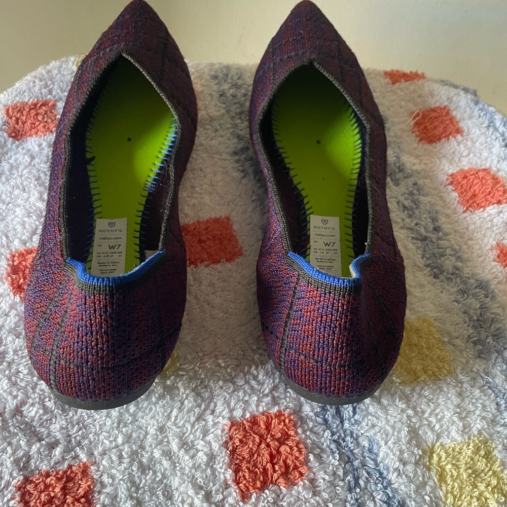 💎Rothy's Plaid Flats in Purple and Blue 2020 Limited Edition. No box - Picture 13 of 16